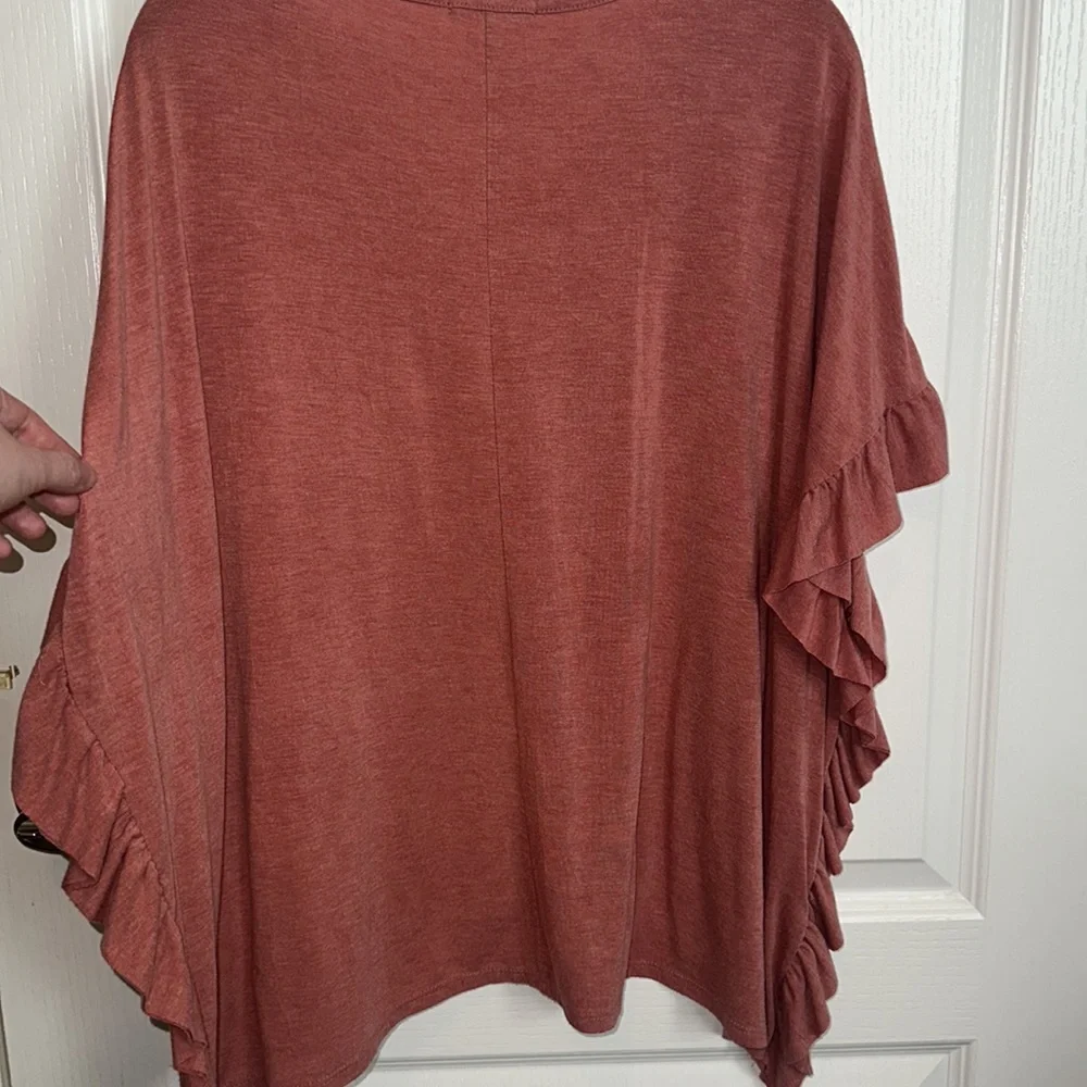 Rust Ruffled Flowy Shirt - Picture 4 of 4